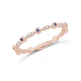 0.03ct Diamond and 0.03ct Blue Sapphire 14k Rose Gold Lady's Band